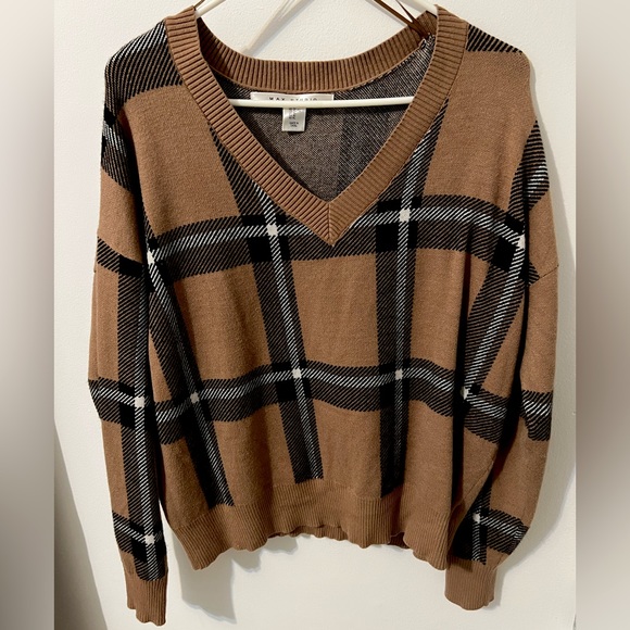 Tan/Black Plaid Sweater - Picture 1 of 1